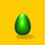 green easter egg on yellow background - 3d illustration