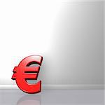 red euro symbol leans on wound - 3d illustration