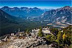 Overview of Observation Deck from Peak of Sulphur Mountain, Banff National Park, Alberta, Canada