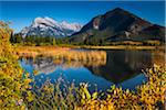 Mount Rundle and Sulphur Mountain Reflected in Vermilion Lakes, near Banff, Banff National Park, Alberta, Canada