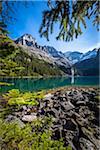 Rocky Shoreline and Mountain Vista at Lake O'Hara, Yoho National Park, British Columbia, Canada