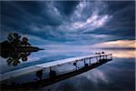 Storm Clouds and Dock, King Bay, Point Au Fer, Champlain, New York State, USA