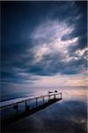 Dock on Still Lake with Storm Clouds Overhead, King Bay, Point Au Fer, Champlain, New York State, USA