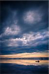 Floating Dock on Still Lake with Storm Clouds Overhead, King Bay, Point Au Fer, Champlain, New York State, USA