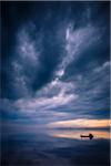 Floating Dock on Still Lake with Storm Clouds Overhead, King Bay, Point Au Fer, Champlain, New York State, USA