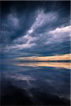 Storm Clouds over Still Lake Water, King Bay, Point Au Fer, Champlain, New York State, USA