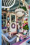 Ecclectically Decorated Porch of Home, Wesleyan Grove, Camp Meeting Association Historical Area, Oak Bluffs, Martha's Vineyard, Massachusetts, USA