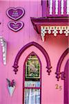 Close-Up of The Pink House, Wesleyan Grove, Camp Meeting Association Historical Area, Oak Bluffs, Martha's Vineyard, Massachusetts, USA