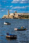 Fishing Boats in Bay in front of Morro Castle, Havana, Cuba