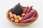 Mixed vegetables in a wooden basket