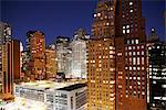 Manhattan buildings at night