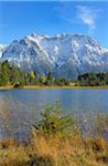 Lake Luttensee with Karwendel Mountain Range, near Mittenwald, Werdenfelser Land, Upper Bavaria, Bavaria, Germany