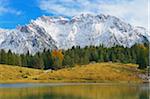 Lake Wildensee with Karwendel Mountain Range, near Mittenwald, Werdenfelser Land, Upper Bavaria, Bavaria, Germany