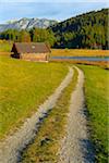 Dirt Road, Lake Geroldsee and Karwendel Mountain Range, Near Garmisch-Partenkirchen, Werdenfelser Land, Upper Bavaria, Germany