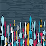 Multicolored cutlery icons pattern background. Vector illustration layered for easy manipulation and custom coloring.