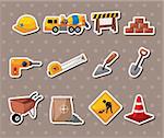 Set of construction object stickers