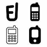 Black vector set of mobile phone icons