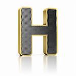 The letter H as a perforated metal object over white