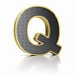 The letter Q as a perforated metal object over white