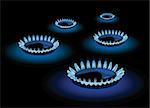 Blue flame of gas, vector illustration