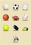 Sport balls icon set, vector illustration