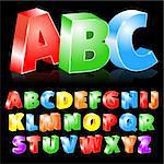 Vector illustration of colorful boxed letters