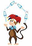 Circus juggling monkey in hat