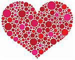 Valentines Day Love Heart Shape Silhouette in Pink and Red Polka Dots Illustration