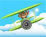 illustration a brown monkey on a plane