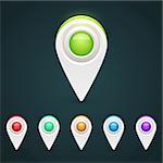 Vector color GPS pin icons for infographic