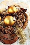Christmas decoration in basket