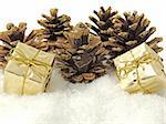 pine cones and gifts decoration