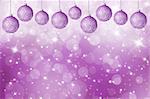 card with Christmas balls. bokeh background