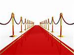 3d illustration of red carpet over white background