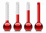 illustration of red thermometers with different levels