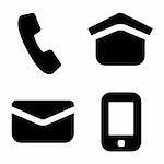 Small-size use icons: telephone, address, email and mobile phone