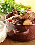 chicken in wine, coq au vin - traditional French cuisine