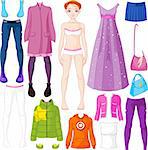 Paper doll with clothing set