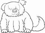 Cartoon Illustration of Funny Shaggy Sheepdog or Bobtail Dog for Coloring Book