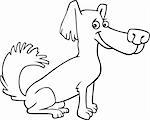 Cartoon Illustration of Funny Little Shaggy Dog for Coloring Book or Page