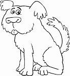 Cartoon Illustration of Funny Shaggy Sheepdog or Bobtail Dog for Coloring Book or Coloring Page