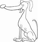 Cartoon Illustration of Funny Greyhound Dog for Coloring Book or Coloring Page