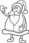 Cartoon Illustration of Funny Santa Claus or Papa Noel or Father Christmas for Coloring Book