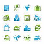 Taxes, business and finance icons - vector icon set