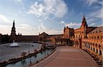 Plaza Espana in Sevilla at sunset, Spain, Andalucia