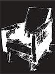 black and white hand drawn sketch illustration of an armchair