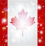 Flag of Canada background with pyrotechnic or light burst and copy space in the centre