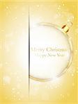 Vector - Merry Christmas Happy New Year Ball Golden with Stars and Snowflakes