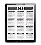 2013 calendar on the screen of tablet computer, vector eps10 illustration