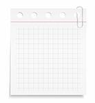 White paper note with clip, vector eps10 illustration